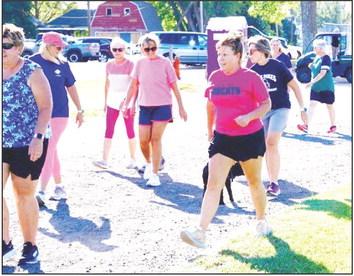 More than 50 people came out to the Callaway Public School track last week to show support for suicide awareness and prevention services offered by Senior Life Solutions in Callaway. (Photo courtesy SLS)