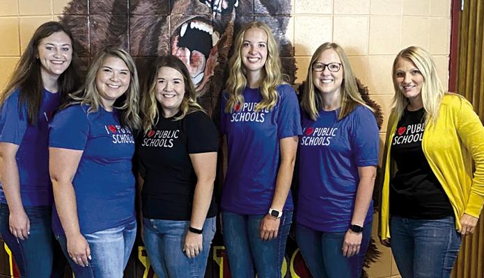 New teachers for the 2022-23 school year at Callaway Public School are: from left, Charmayne Popp, Crysta Anderson, Hannah Beck, Sarah Reish, Kaylee Brogan and new Elementary Principal Brittany Jesseph. (Photo courtesy Callaway Public School)