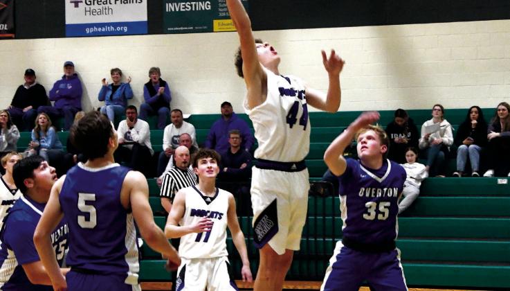 #44 Freshman Crew Witthuhn makes his layup look easy peasy against the Overton Eagles defense.