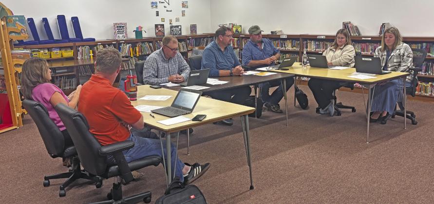 Members of the Callaway School Board are, clockwise from left: Mike Reiff, Rhonda Pandorf, Board President Jim Phelps, Superintendent J.D. Furrow, TR Anderson, Rebecca Eggleston, and newly installed member as of Oct. 12, Anna Maria Johnson. (Photo courtesy Heath Birkel)