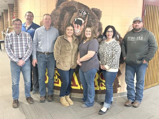 At their January meeting the Callaway Board of Education elected officers for 2025. Board members and their officers are, from left: President Michael Reiff, Superintendent JD Furrow, Treasurer Jim Phelps, Vice President Rhonda Pandorf, Rebecca Eggleston, Secretary Liana Hrupek, and TR Anderson. (Photo courtesy Heath Birkel CPS)