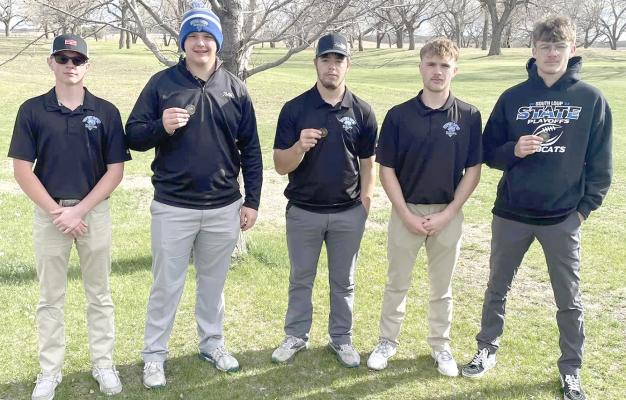 Members of the varsity golf team who competed at the North Platte St. Pat’s Invite on May 2 were, from left, Haydn Stretesky, Joey Sallach, Dawson Doggett, Harper Johnson, and Cache Gracey. (File photo)
