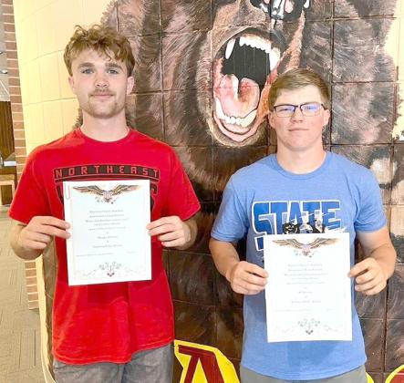 11th grade essay: From left, 1st place Addison Bailey; 3rd place, Harper Johnson; and 2nd place, Bo Brennan. (Photos courtesy Mary Ann Boldt)