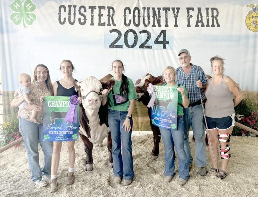 Kaygan Witthuhn has been so dedicated to showing cattle. 'Her daddy and older sisters raised her right! Her hard work, dedication and commitment paid off,' said mom Nicole. Kaygan was awarded Grand Champion Hereford &amp; Reserve Champion for breed &amp; fed at the Custer County Fair.. (Photo courtesy Nicole Witthuhn)