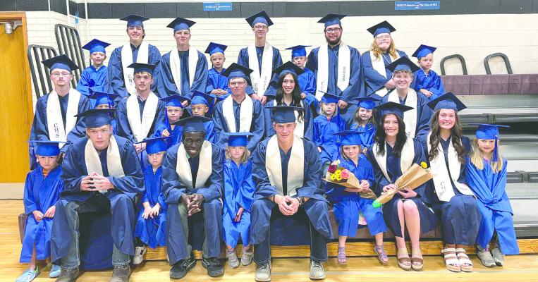 It is tradition at Callaway Public Schools to celebrate the outgoing class and the incoming class during high school graduation and preschool graduation. Here the CHS Class of 2025 and Class of 2038 share a moment, and a photo. (Photo courtesy CPS)