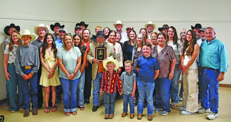 Sam Connell of Arnold was inducted this past weekend into the Nebraska Sandhills Cowboy Hall of Fame. He was joined by 36 members of his family for the special occasion. (Photo courtesy NE Sandhills Cowboy Hall of Fame)