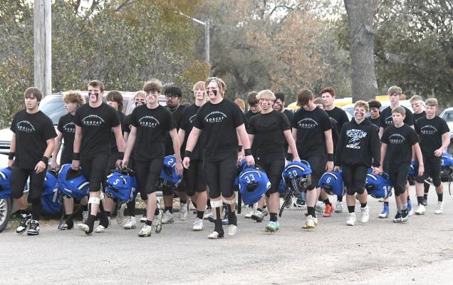 The Bobcats were prepared for battle as they walked to the field last Friday night for a quarter-final matchup with also undefeated Central Valley. You could hear the chant 'Let's Go Bobcats!' as the team entered the stadium. (Courier photos by Loleta Connell)