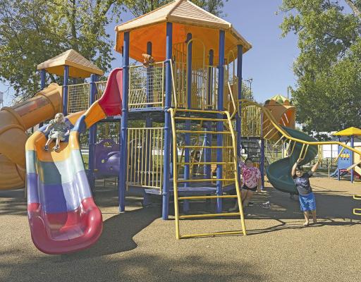 A brand new surface provides more comfort and safety for children utilizing the playground at Callaway's Morgan Park. The park also has several new picnic tables. The improvement project was funded entirely by grants and private donations. (Photo courtesy Kacee Gillis)