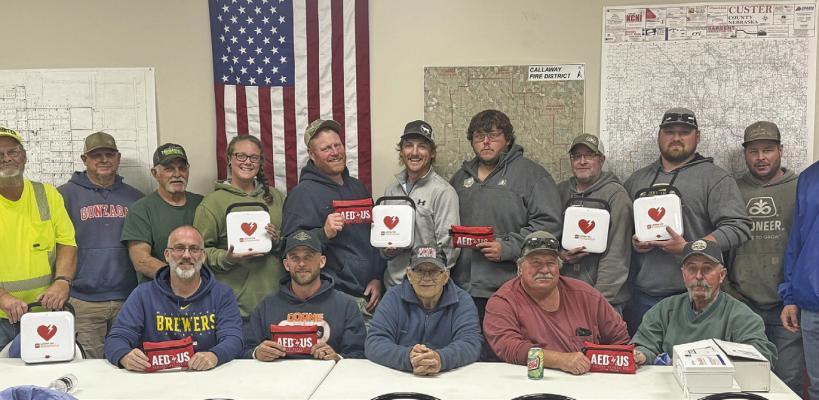 PIctured, front row from left, are: Mark Buss, Rob Keeney, Larry Franssen, Leon Smith, and Lee Morrison; back row: Kyle Wise, Clark Griffith, John Wiese, Amber Harrison, Pat Jorgenson, Kalen Dockweiler, Jade Dailey, Frank Potter, Tanner Linn, and Justin Hoesel. (Photo courtesy CVFD)