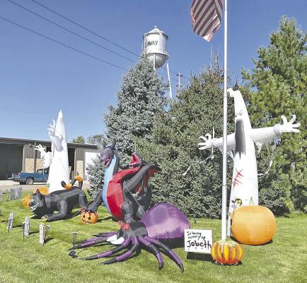 A large, impressive display of inflatable Halloween decorations now adorns the lawn at the Callaway District Hospital and Medical Clinic in memory of Jobeth Troxel. All who knew Jobeth knew she loved Halloween, and her vast collection of decorations was proof of that. Her collection was donated to the hospital following Jobeth's passing by her mom, Jennifer. (Courier photo by Leta Connell)