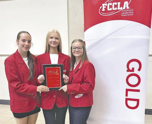 Callaway High School FCCLA members, from left, Kaygan Witthuhn, Chenney Dishman and Angel Johnson are the National Champions in Repurpose and Redesign Level 3 - a title they earned in Orlando, Florida July 9. The Chapter is under the leadership of Advisor Charmayne Popp, who provided this