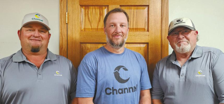 From left: TR Anderson, Abe Hinman, and Tim Rosentrater kicked off their new business Lodi Seed Services in Callaway in September. (Courtesy photo)