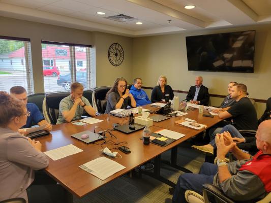 Sen. Matt Williams and NDED’s Ashley Gerlach joined several Callaway community members for a discussion on the LB840 plan which goes to Callaway voters in November. Courier photo by Ellen Mortensen