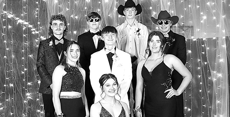 Sophomore servers for the 2023 South Loup Prom were: Front row: Addison Bailey; Middle row: Ivy Tullis, Jamie Tickle, Riata Remund; Back row: Harper Johnson, Bo Brennan, CJ Quandt, AJ Starr.