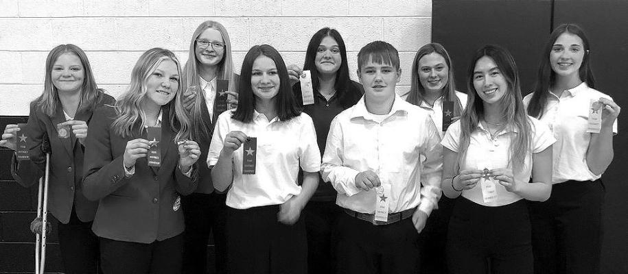 Members of Callaway’s FCCLA chapter who participated in the STAR event Jan. 18 included, Front row, from left: Tyra Brestel, Carleigh Laible, Jaxon Guthrie and Jozi Edington; Back row: Angel Johnson, Chenney Dishman, Skylar Ellison, Jocelyn Bailey, and Jazlynn Bechtold.
