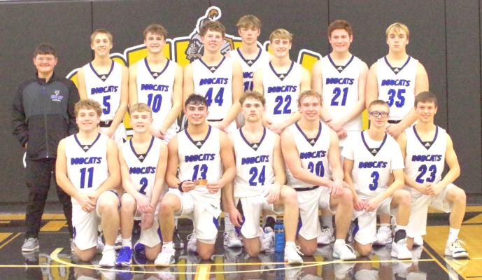 The Bobcats finished third at the MNAC tournament this season. Team members are, front row, from left: Wacey Schultz, Tysen Schacher, Conner Paulsen, Harper Johnson, AJ Starr, Caleb McFate, and Elijah Cool; back row: Taytum Wiese, Callen Witthuhn, Dylan Pandorf, Crew Witthuhn, Carter Wood, Ethan Furne, Malachi Neth, and Caleb Furrow.