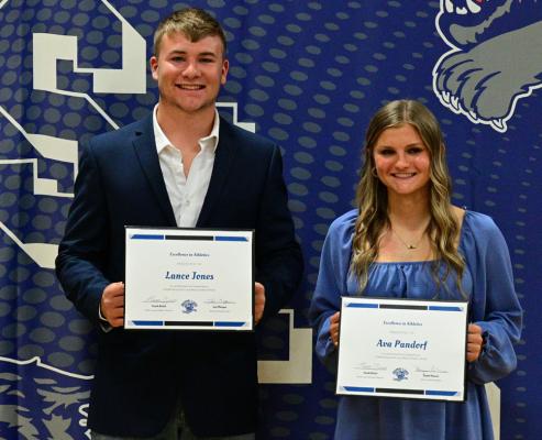 Lance Jones and Ava Pandorf were named Outstanding Senior Athletes at the South Loup Sports Banquet last week. (Photo courtesy Jessica Tickle)