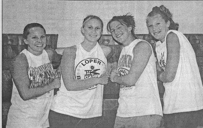 The 2001 Callaway High School Lady Bear returning volleyball letter winners are, from left: Lindsey Myers, Stephanie Myers, Jacy Kimball, and Kayla Brestel. * This photo appeared in the Aug. 30, 2001 issue of the Callaway Courier.