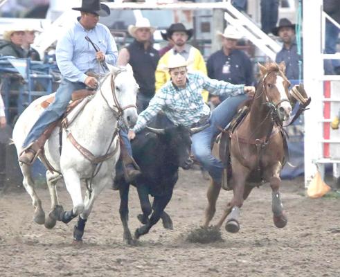 Callaway cowboy Dawson Doggett finished second overall in steer wrestling at the Nebraska High School Rodeo finals which concluded in Burwell on Sunday. Doggett will represent Team Nebraska in the event at the National High School Rodeo Finals in July. (Photo courtesy MaKayla Doggett)