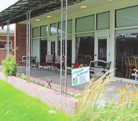 The covered patio at Callaway Good Life Center is a favorite hang-out spot for many of the residents on nice days. Courier photo by Ellen Mortensen