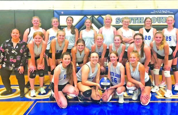 South Loup Junior High volleyball team: (back, l-r) Ashley Denney, Josie Christensen, EvaLynn Wonch, Angel Mills, Emma Stallbaumer, Adalei Tullis, Rachel Leetch, Delanie Weinman; (middle) Danielle Duponcheel, Atley Jorgenson, Jade Bierman, Chloe Bloomer, Rae Hagler, Olivia Fitzgerald, Tylee Smith, Charli Pandorf; (front) Jimi Fletcher, Piper Strasburg, Josie Lehmkuhler, Tuisa Johnson. Photos courtesy Katie Weinman
