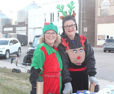 Kelly Herbig, left, and Janel Brestel of Senior Life Solutions - aka Santa's elves - manned the S'mores fire pit during the celebration.