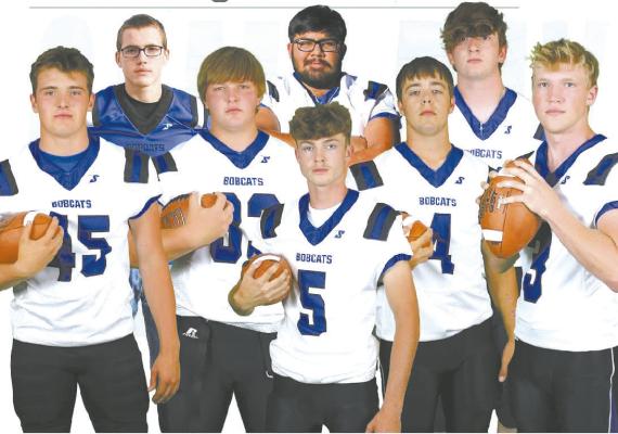 Seniors on the 2023 South Loup football team are, front row, from left: Rio Remund, Joey Sallach, Cache Gracey, Dawson Doggett, and Trey Connell; back row, Dylan Handley, Pedro Flores, and Lance Wooters. (Photos courtesy CPS)