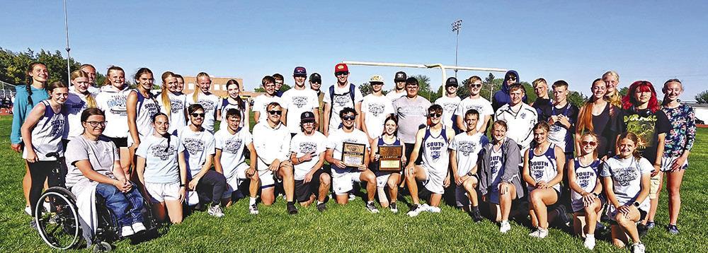 The South Loup track team has a lot to celebrate this season, as the girls finished as District Champions and the boys as District Runners-Up last week. The team sent several qualifiers to the state meet being held Friday and Saturday in Omaha. (Courier photo by Ronda McFate)